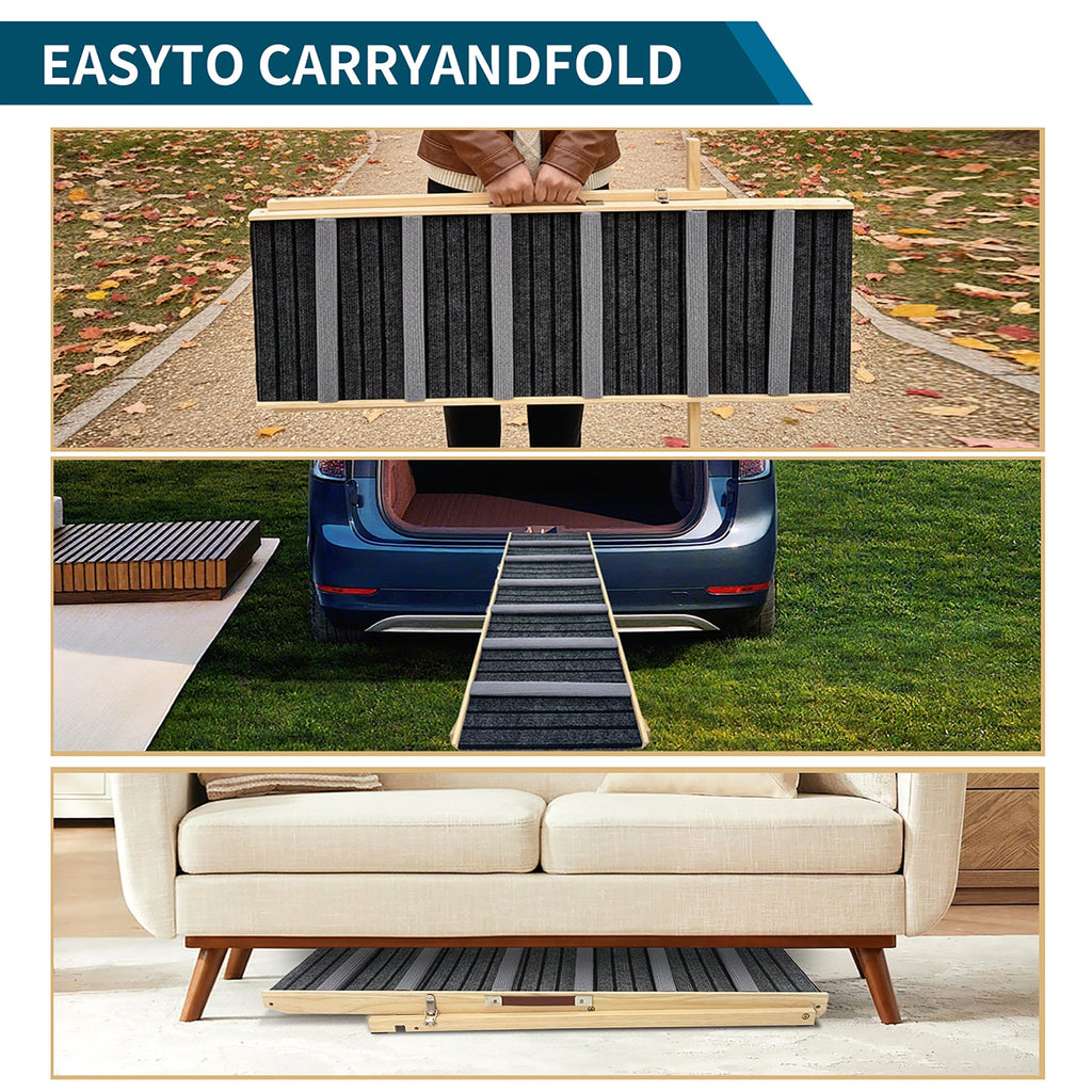 Adjustable Dog Ramp for Couch with Non-Slip Pads - Solid Wood