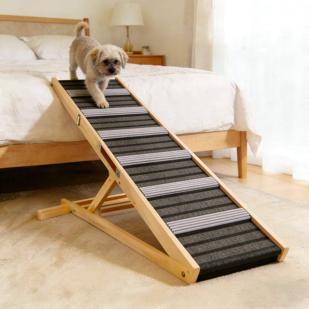 Adjustable Dog Ramp for Couch with Non-Slip Pads - Solid Wood